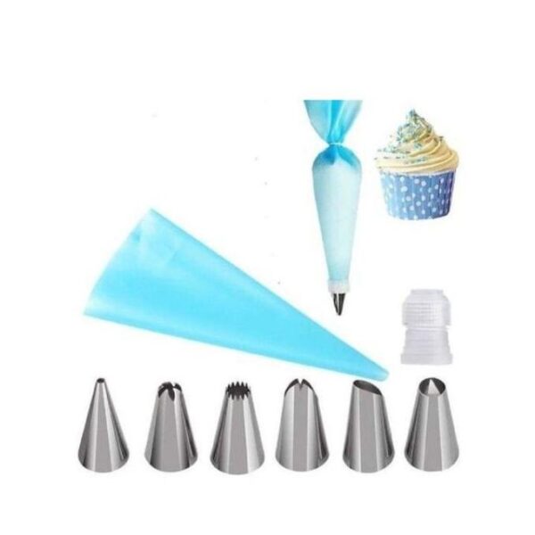 6pc Icing Nozzles Set and Reusable Silicone Piping Bag