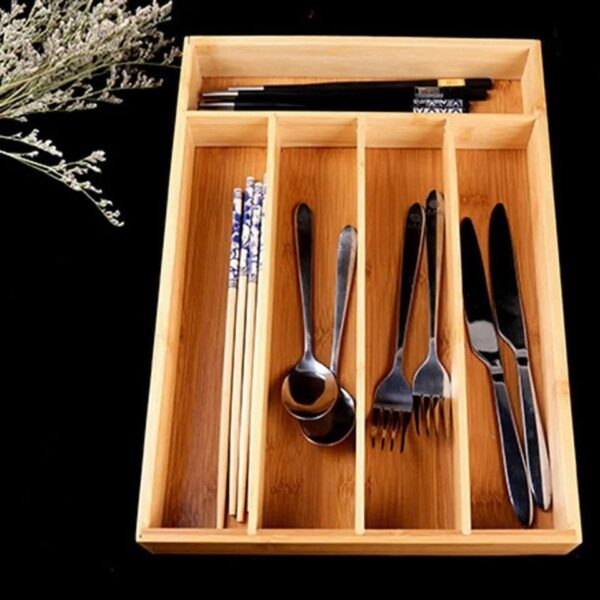 Bamboo cutlery organizer
