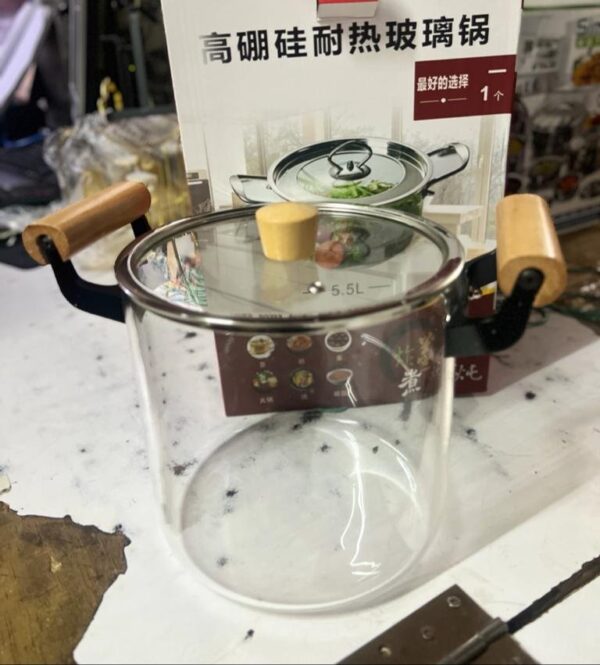 5.5 litres glass brosilicate cooking pot