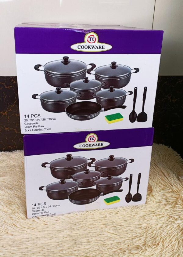 TC 14 Pieces Heavy Non-Stick Cooking Pot Sufuria Set - Image 4