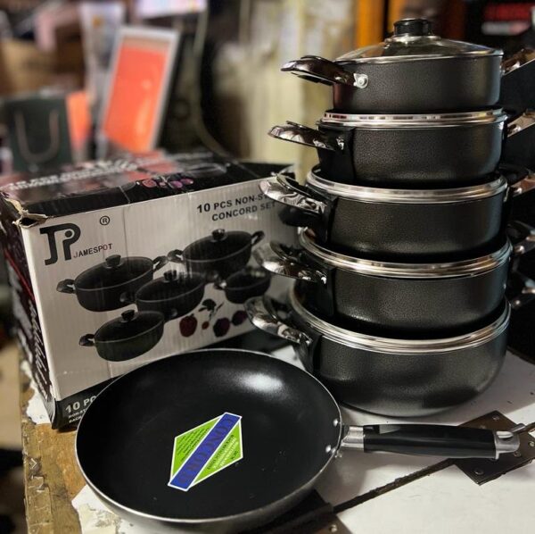 JP Jamesport 11Pcs Heavy Non-Stick Granite Cooking Pot Sufuria With Pan & Cookware Set