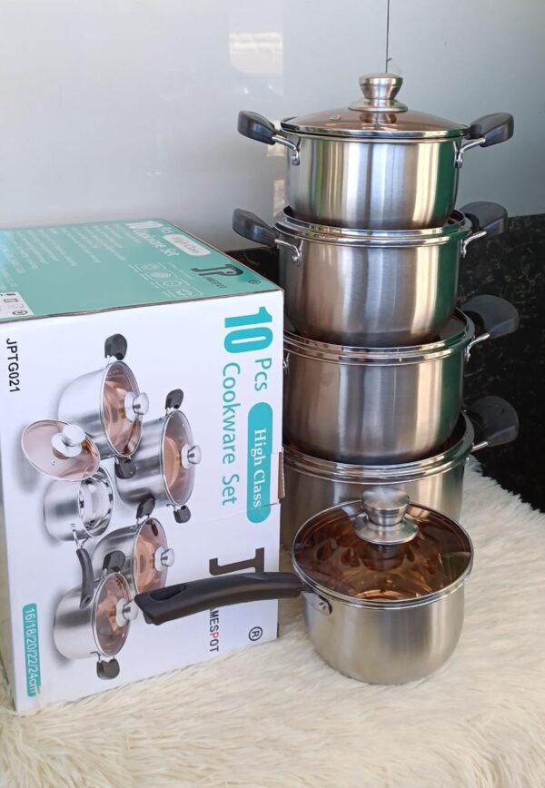 JP 10pcs Premium quality Stainless Steel Cookware Set - Image 2
