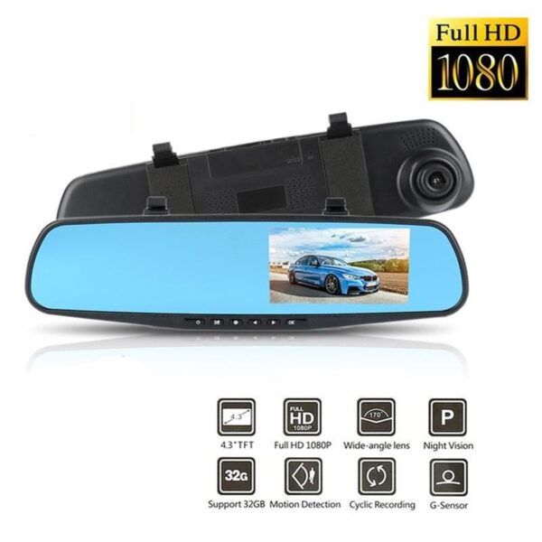 Mirror Car DVR,Camera Full HD 1080P Video, 1080p Rearview Dash Car Camera, Reverse Front And Back Rear Mirror Camera, Car Recorder Dual Dash Camera. - Image 2