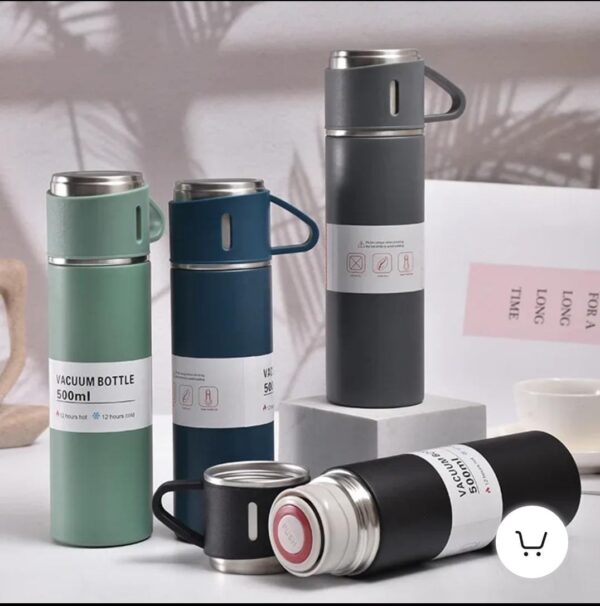 500ml Stainless Steel Thermos Vacuum Flask with 2 Cups 130ml Each Gift Set for Indoor and Outdoor Activities - Image 3