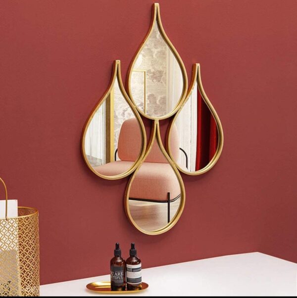 4 In 1 Tear Drop Mirror Wall Decor Living Room Mirror-Silver