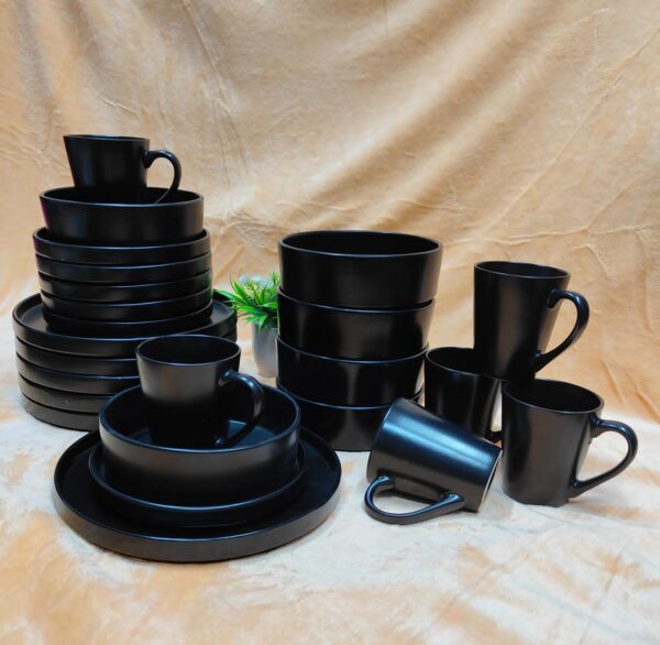 24pcs All Black ceramic dinner Set