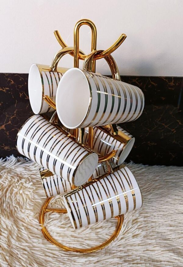 6pcs Gold Decorated Big Ceramic Coffee /Tea Mugs - Image 2