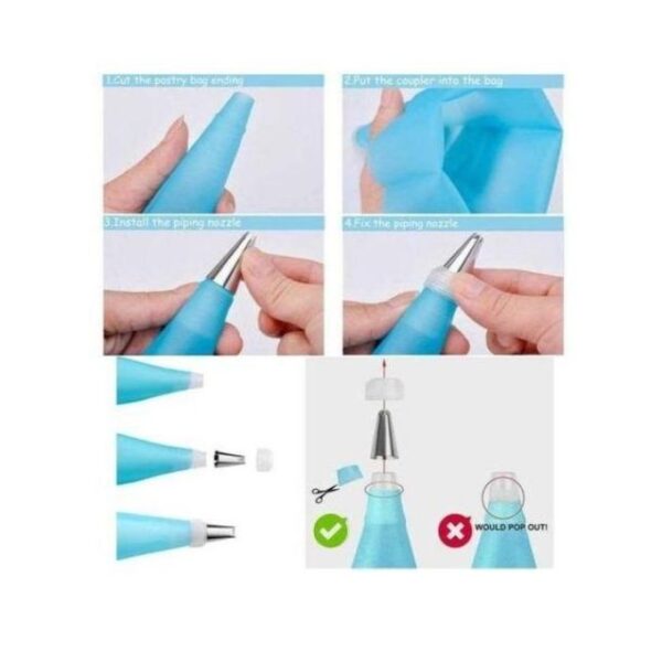 6pc Icing Nozzles Set and Reusable Silicone Piping Bag - Image 2