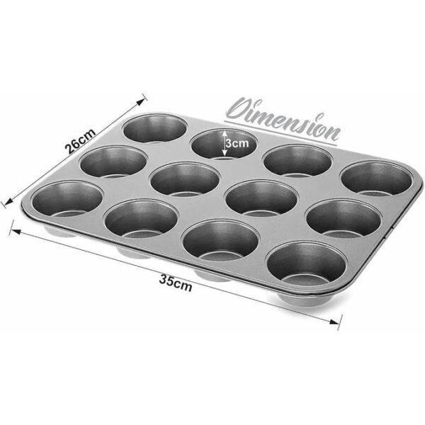 12 Slots Cup Cupcake Baking tray - Image 4